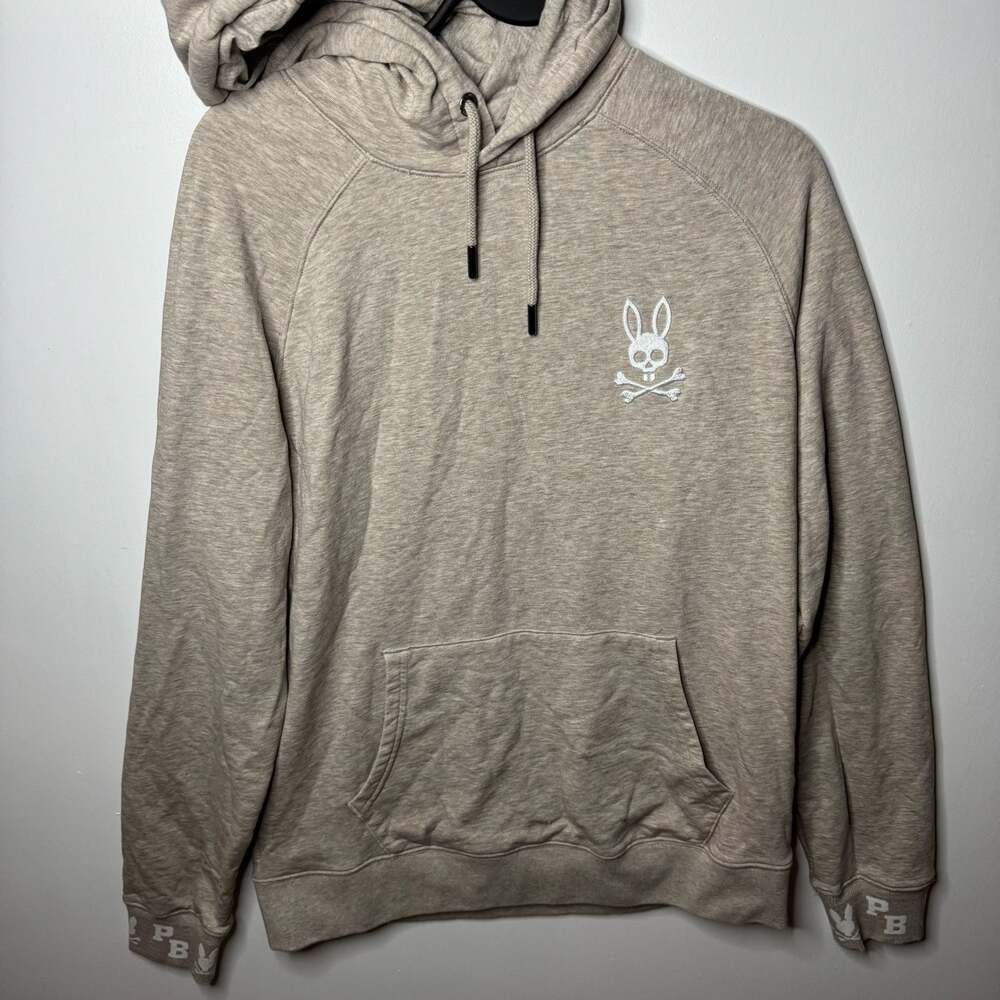 Psycho Bunny Heather Beige Pullover Hoodie with Logo Embroidery Medium NWOT
